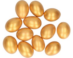 12x stuks paasdecoratie kippeneieren goud - Paasartikelen