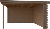 Blokhut met overkapping lessenaar dak 200 x 350 +400cm