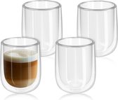 Navaris 4x verres à double paroi 450ml - Verres thermos pour boissons chaudes et froides - Set de 4 verres à cappuccino - Verres à Verres à café en verre borosilicaté