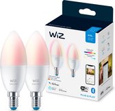 WiZ 2 ampoules flamme 40W C37 E14, Ampoule intelligente, Wi-Fi, Blanc, LED, E14, Multicolore