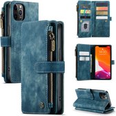 CaseMe - Telefoonhoesje geschikt voor iPhone 12/12 Pro - Wallet Book Case met ritssluiting - Magneetsluiting - Blauw