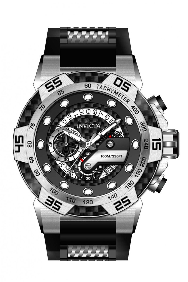 Invicta Speedway 36597 Heren Horloge - Waterdicht - Analoog - Quartz Uurwerk - Roestvrij Staal met zwarte Wijzerplaat -51mm