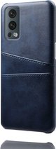 OnePlus Nord 2 Hoesje - MobyDefend Lederen Backcover Met Vakjes Voor Pasjes - Blauw - GSM Hoesje - Telefoonhoesje Geschikt Voor: OnePlus Nord 2
