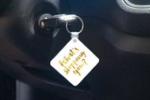 Porte-clés Citations de motivation - Citation de motivation Qu'est-ce qui vous en empêche? sur fond blanc porte-clés plastique - porte-clés carré avec photo