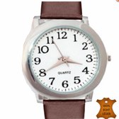 Horloge- Bruin- 26 mm- Ster- Zilverkleur- Leer bandje-Smalle Pols- Charme Bijoux