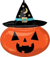 folieballon Witchy Pumpkin 63 x 71 cm oranje/zwart