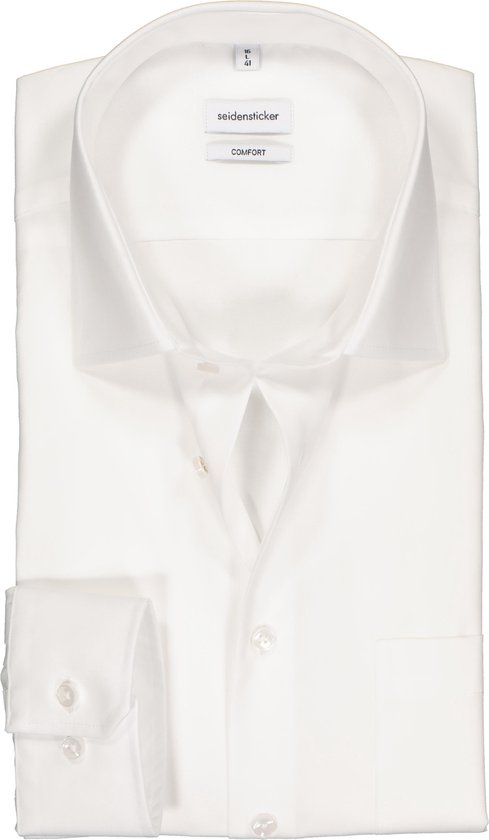 Seidensticker comfort fit overhemd - wit - Strijkvrij - Boordmaat: 54