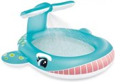 opblaaszwembad Walvis Watersproeier 196 x 201 cm blauw