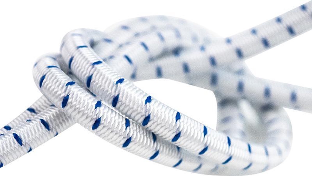 Afdekzeilwinkel - Elastisch koord 6mm blauw-wit gestreept op rol - 10 meter