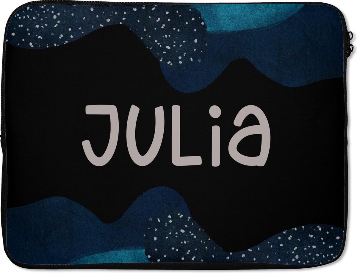 Laptophoes 15.6 inch - Julia - Pastel - Meisje - Laptop sleeve - Binnenmaat 37x26 cm - Zwarte achterkant