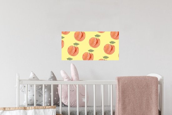 Stickers muraux - Pêches - Aquarelle - Jaune - 40x20 cm - Film Adhésif