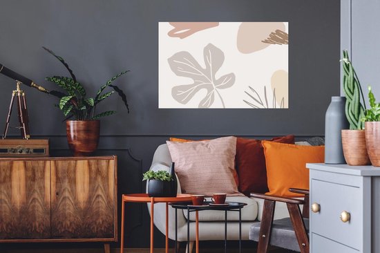 Stickers Stickers muraux - Été - Feuille - Grijs - 90x60 cm - Feuille adhésive