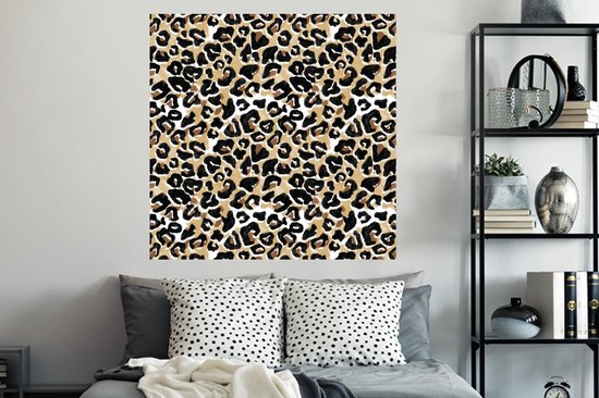 Stickers muraux - Film autocollant - Imprimé animalier - Panthère - Marron - Aquarelle - 120x120 cm - Film adhésif - Stickers muraux Chambre d'enfant - Papier peint autocollant XXL