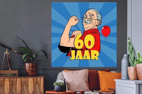 Stickers muraux - Film autocollant - Anniversaire - 60 ans - Homme - 120x120 cm - Film adhésif - Stickers muraux Chambre d'enfant - Papier peint autocollant XXL - Papier peint autocollant - Film autocollant