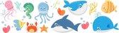 muursticker Sea Animals junior vinyl 16 stuks