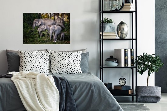 Affiche Les éléphants mangent des feuilles - 90x60 cm