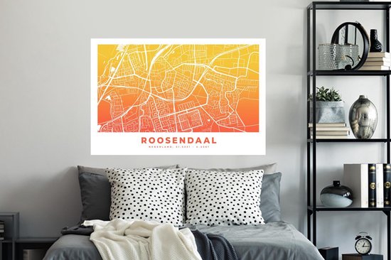 Stickers muraux - Film autocollant - Plan de la ville - Roosendaal - Nederland - Jaune - 120x80 cm - Film adhésif - Stickers muraux Chambre d'enfant - Papier peint autocollant
