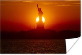 Poster New York - Vrijheidsbeeld - Zonsondergang - 30x20 cm