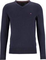 Tommy Hilfiger Core Tommy trui V-hals - heren trui katoen met zijde - donkerblauw -  Maat: XL