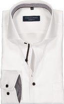 CASA MODA comfort fit overhemd - wit twill (contrast) - Strijkvrij - Boordmaat: 42