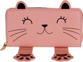 Portemonnee met kattenkop roze- 19x10cm