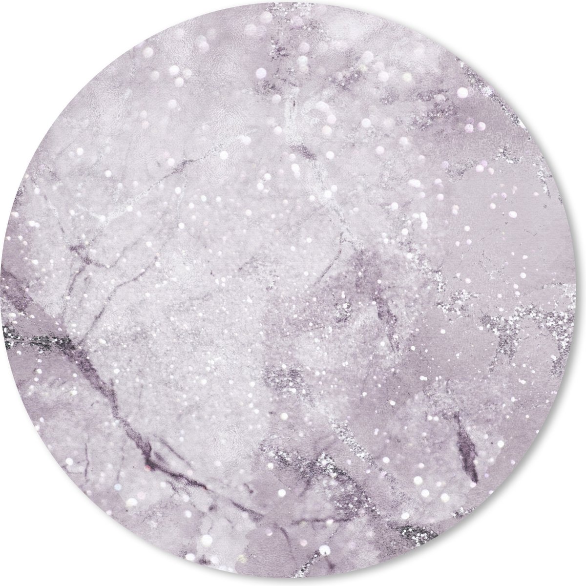 Muismat rond 30x30 cm - Mousepad Marmer - Glitter - Paars - Ronde muismatten
