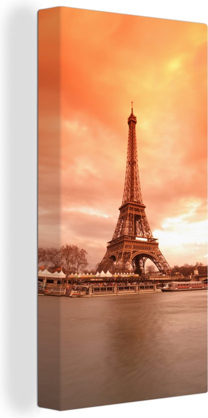 Tableau Toile Tour Eiffel - Paris - Ciel - 20x40 cm - Décoration murale
