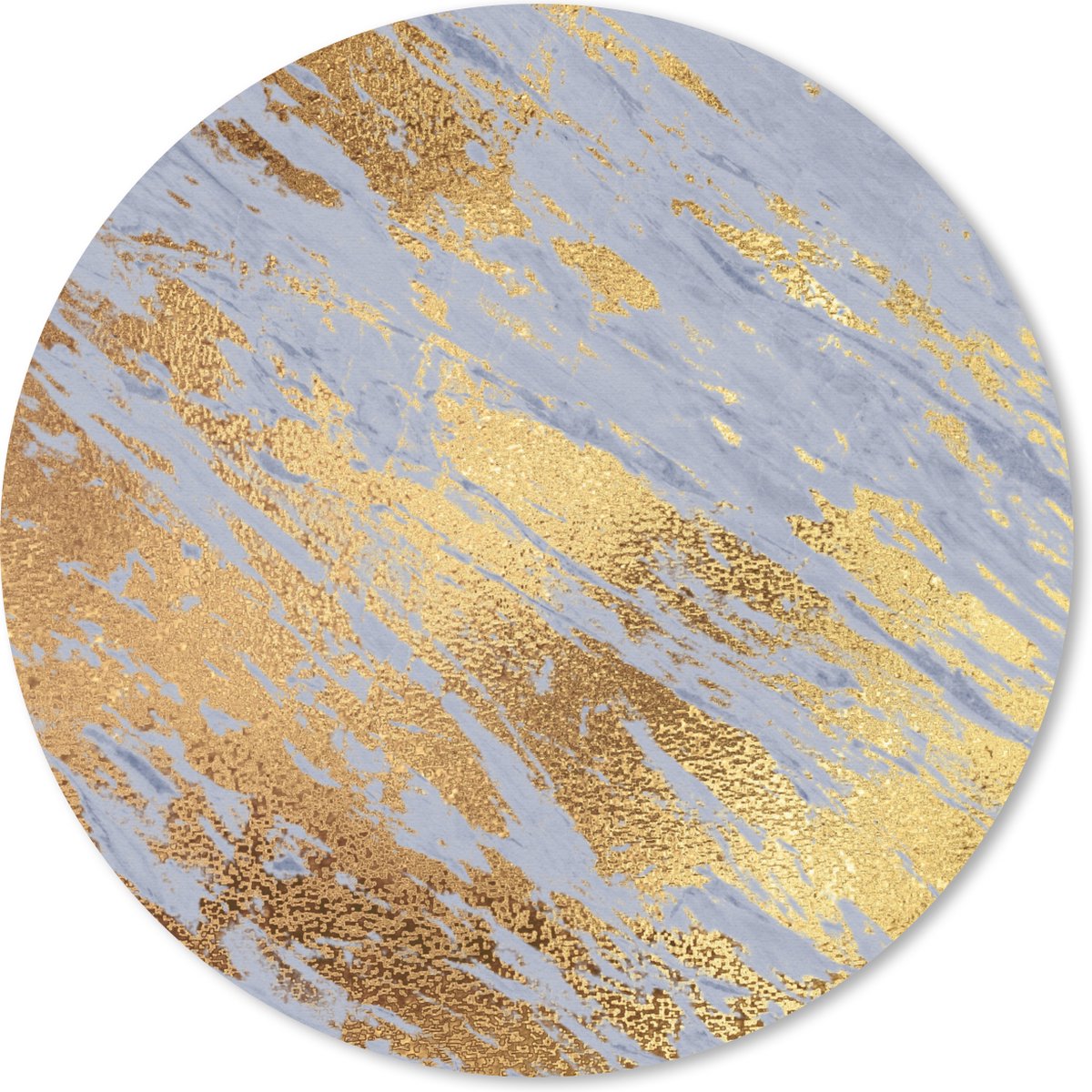 Muismat rond 20x20 cm - Mousepad Marmer - Goud - Blauw - Ronde muismatten
