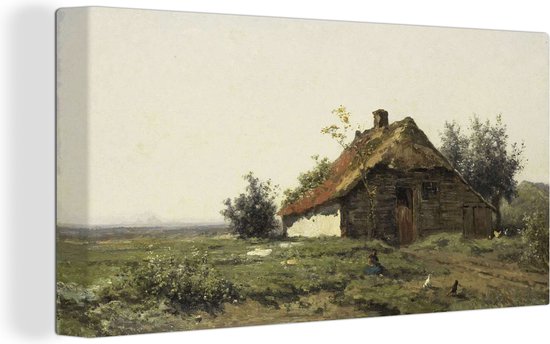 Canvas Schilderij Boerderij in open veld - Schilderij van Paul Joseph Constantin Gabriël - 80x40 cm - Wanddecoratie