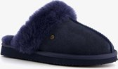 Hush Puppies suede dames pantoffels met lamsvacht - Blauw - Maat 41 - Sloffen - Echt leer