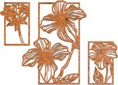 Cortenstaal wanddecoratie Flowers 3-parts - Kleur: Roestkleur | x 141.4 cm