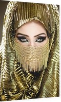 Mooie vrouw met gouden hoofddoek - Foto op Dibond - 40 x 60 cm