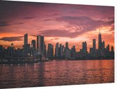 Onheilspellende skyline van Chicago vanaf Lake Michigan - Foto op Dibond - 90 x 60 cm