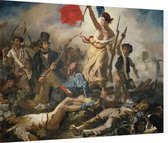 De vrijheid leidt het volk, Eugène Delacroix - Foto op Dibond - 80 x 60 cm