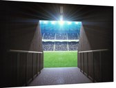 Voetbalstadion spelerstunnel - Foto op Dibond - 60 x 40 cm