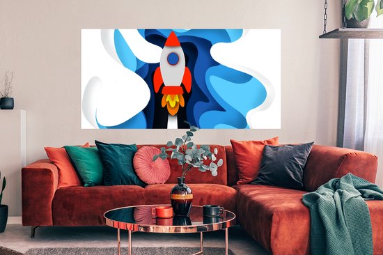 Poster Illustratie - Kinderen - Raket - 160x80 cm