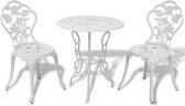 Decoways - 3-delige Bistroset gietaluminium wit