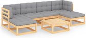 Decoways - 7-delige Loungeset met kussens massief grenenhout