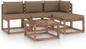 Decoways - 5-delige Loungeset pallet met kussens geïmpregneerd grenenhout