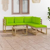 Decoways - 6-delige Loungeset met heldergroene kussens