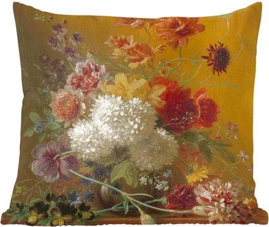 Sierkussens - Kussentjes Woonkamer - 45x45 cm - Stilleven met bloemen - Schilderij van G.J.J Van Os