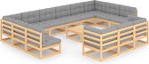 vidaXL 14-delige Loungeset met kussens massief grenenhout