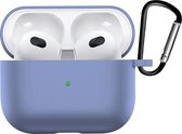 Case Geschikt voor AirPods 3 Hoesje Siliconen Hoes Cover - Hoes Geschikt voor Apple AirPods 3 Case Siliconen - Babyblauw