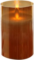Luxe LED kaars/stompkaars in gouden glas H12,5 cm flakkerend