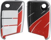 kwmobile autosleutelhoes compatibel met VW Golf 7 MK7 3-knops autosleutel - Cover in grijs / zwart / rood - Kleurengolf design