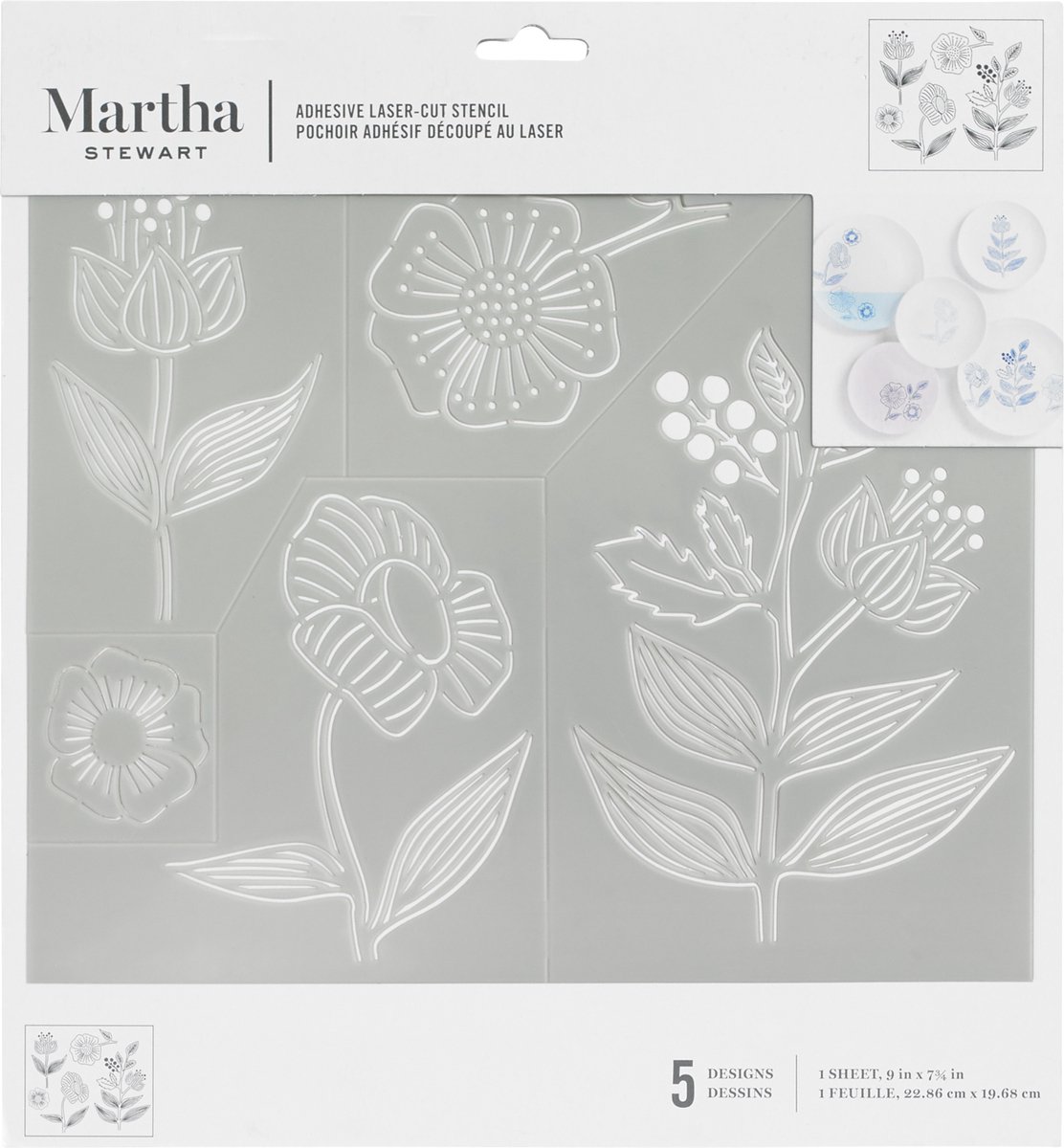 Martha Stewart -Zelfklevend stencil lijntekeningen Bloemen
