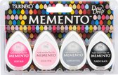 Memento dew drops stempelkussen - girls night out - rose bud - tuxedo black - london fog - angel pink