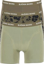 Björn Borg boxershorts Essential  (3-pack) - heren boxers normale lengte - lichtgroen - olijfgroen en groen met bladeren print -  Maat: XL