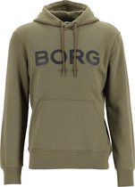 Björn Borg logo hoodie sweater - heren trui met capuchon normale dikte - olijfgroen -  Maat: M