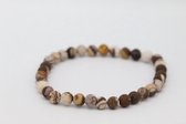 Bubbels Sieraden handgemaakte armband Jasper zebra - bruin - Maat one size